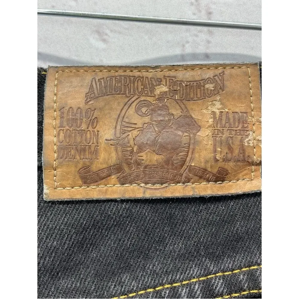 Vintage Rare American Edition Jeans Men 32x34 Black Denim Pleat Straight Leg USA